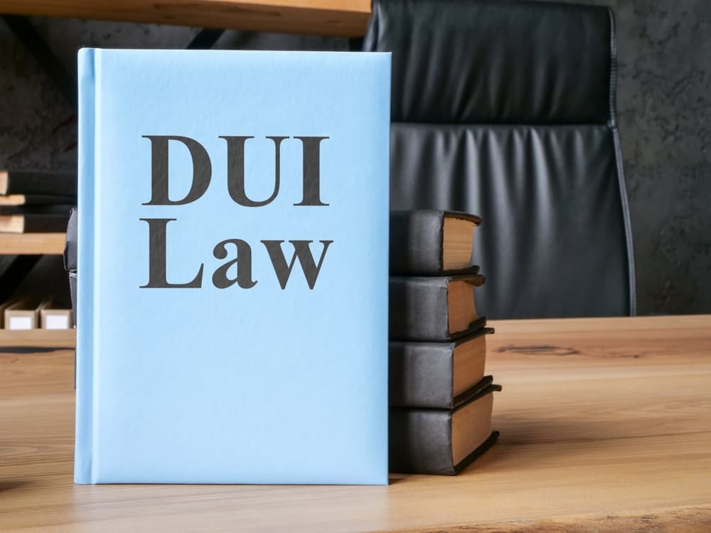 DUI law books on a lawyer's office table.